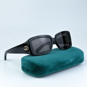 NEW Gucci GG1403S 001 Black Grey Unisex Rectangle Sunglasses GG 1403S